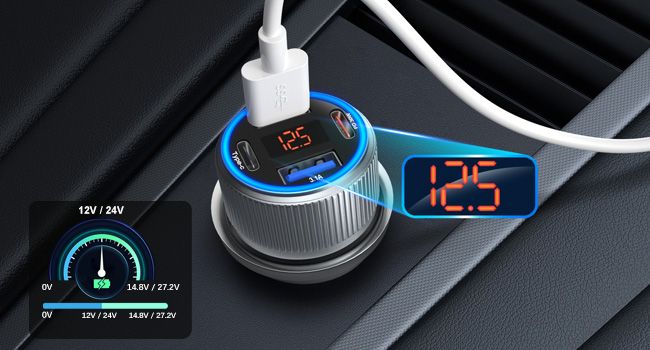 12v car charger voltage indicator voltmeter display