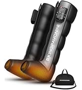 KingPavonini Cordless Leg Compression Massager with 5 Overlapping Chambers &amp; 3 Foot Heat, 4500mAh...
