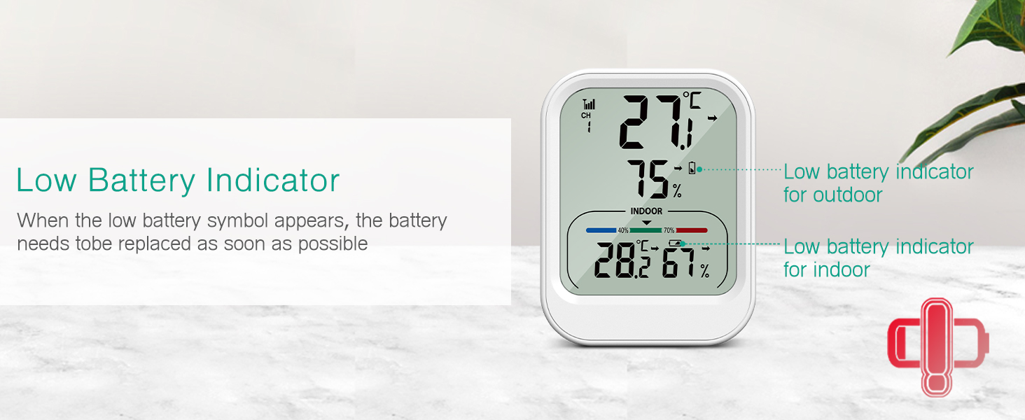 Digital Thermometer Hygrometer, Wireless Indoor Outdoor Thermometer