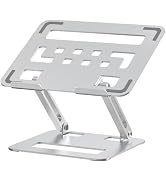 BuddhiGear Aluminum Laptop Stand, Foldable Lift, Silver, Heat Dissipation Cutout Design, for Lapt...