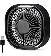 Small USB Desk Fan, 4 Inch Quiet Mini Table Fan, 3 Speeds Portable Desktop Fan, 360°Rotatable Lit...