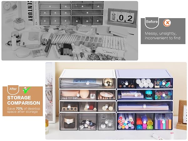 4 Tiers Stackable Desktop Craft Storage Drawers