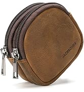 Jack&amp;Chris Coin Purse for Men, Genuine Leather Mini Coin Wallet Zipper Pocket with Back Belt Loop...