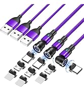 BITHAI Nylon Braided 3A Fast Charging Magnetic Data Cable, 3Pack Universal Magnetic Phone Charger...