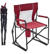 OLIXIS Outdoor Folding Rocking Chair for Adults, Portable Camping Lawn Chair with Mesh Back, Wate...