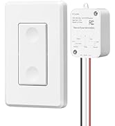 DEWENWILS Wireless Light Switch and Receiver Kit - No Wiring, 15A High Power, No Wiring, 100FT RF...