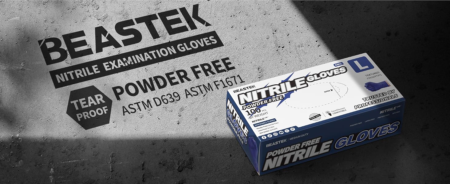 BEASTEK MEDICAL NITRILE EXAM GLOVE PROVIDE POWDER FREE TEAR PROOF GLOVE FOR EVERYDAY TASKS