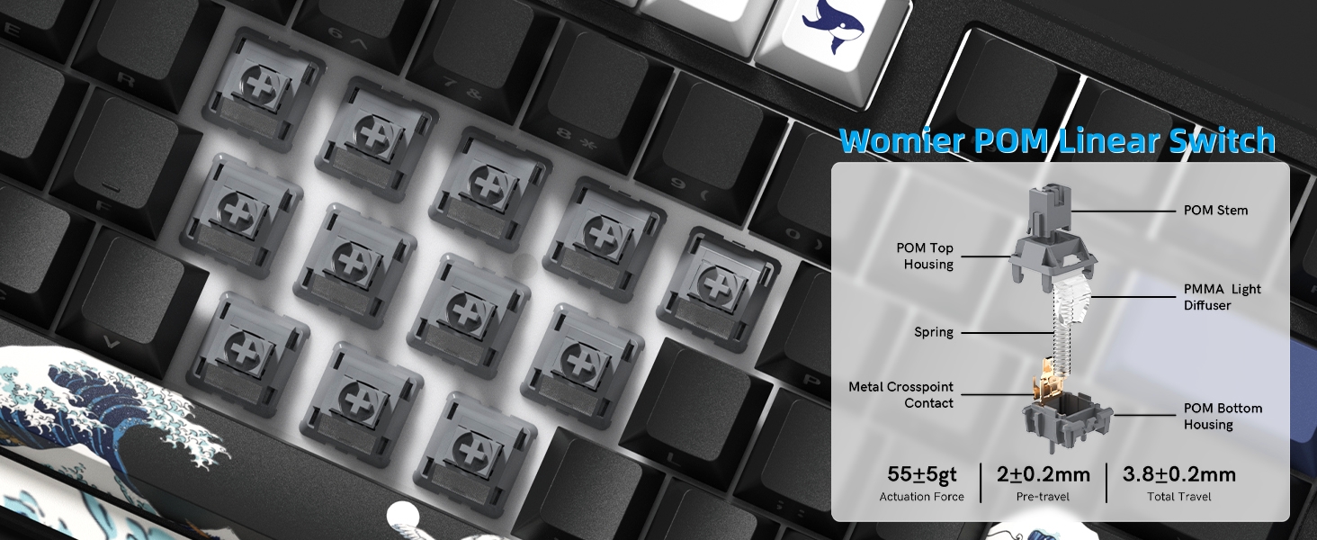 75% Wireless Mechanical Keyboard, Creamy Gaming Keyboard, 75% Black keyboard