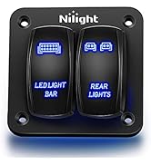 Nilight 90104B 2Gang Aluminum Laser Rear LED Light Bar Rocker 12/24V 5Pin ON/Off Pre-Wired Toggle...