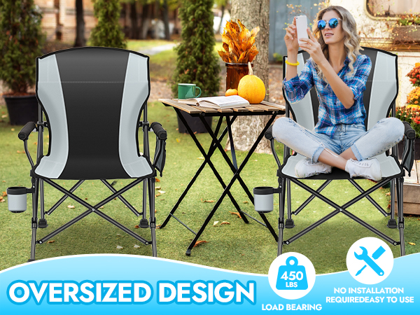 2 Pack Oversized Folding Camping Chair for Adults