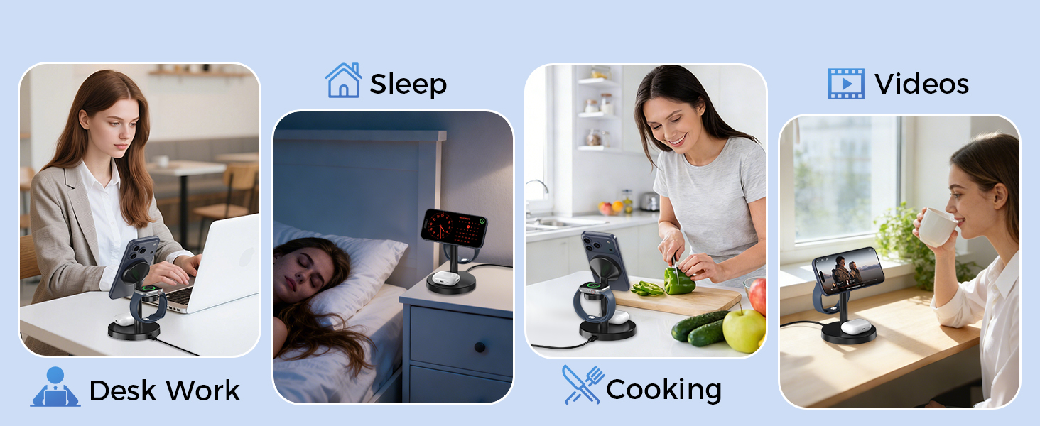 3 in 1 Wireless Charging Station Compatible with MagSafe Charger Stand