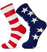 Gullora American USA Flag Socks for Men Women, Patriotic Red White &amp; Blue Stars and Stripes Crew ...