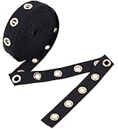 BENECREAT 6 Yards 1" Wide Black Cotton Grommet Eyelet Twill Tape Trim, 8mm Gold Metal Eyelet Ring...