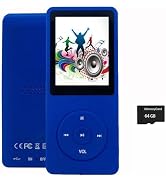 64GB MP3 Player with Speaker Earphones Portable Music Player for Kids Support Voice Recording Pic...