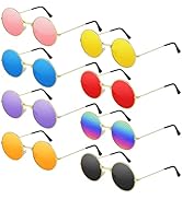 NEBURORA Round Hippie Sunglasses Metal Frame Colored Circle Glasses for Women Men 70s Retro Disco...