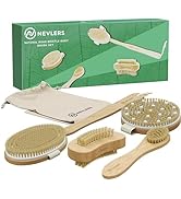 Nevlers Natural Boar Bristle Dry Body Brush Set | Detachable Massage Dry Brush | Long Wooden Hand...