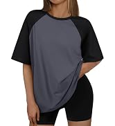 Trendy Queen Oversized Short Sleeve T Shirts for Women Workout Casual Summer Tops Loose Fit Cute ...