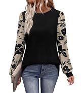 WIHOLL Long Sleeve Shirts for Women Fall Fashion Tops Trendy Color Block | Winter Clothing 2026, ...