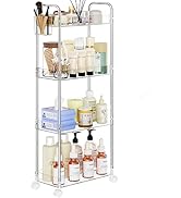 SPACEKEEPER Acrylic Rolling Storage Cart 4 Tier Clear Bathroom Cart Organizer, Transparency Rolli...