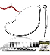 Dovesun 30PCS Weedless Wacky Rig Hooks Worm Fishing Hooks for Bass Fishing Size 1# 1/0 2/0 for Ne...