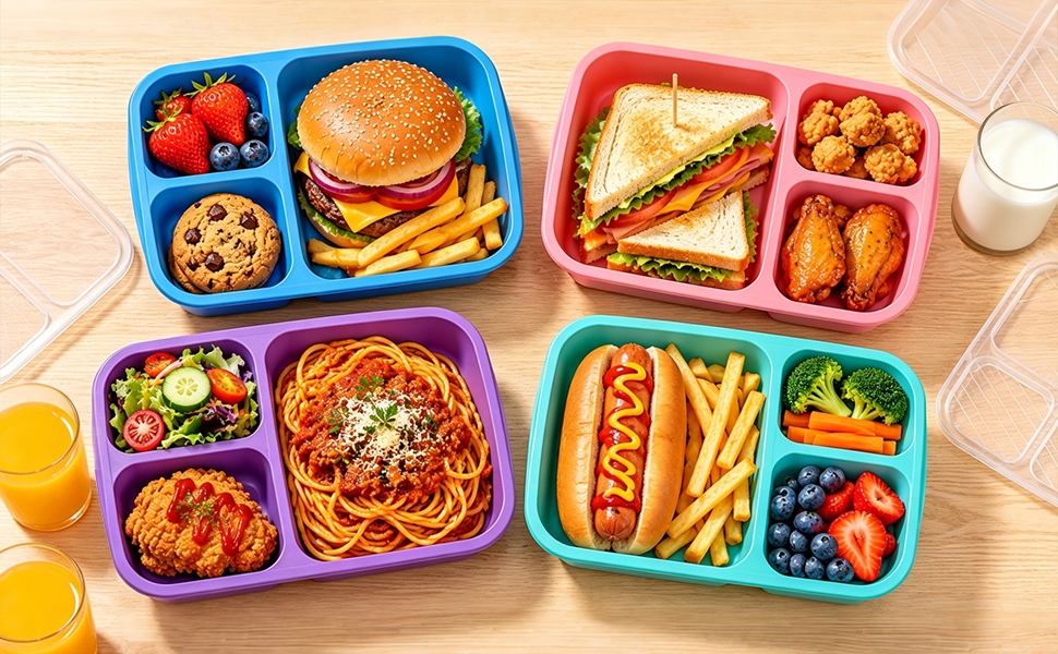 4 Pack Bento Lunch Box Set