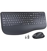 Wireless Keyboard and Mouse, Wrist Rest, Sleep Mode, Long Battery Life, 2.4G Lag-Free Ergonomic K...
