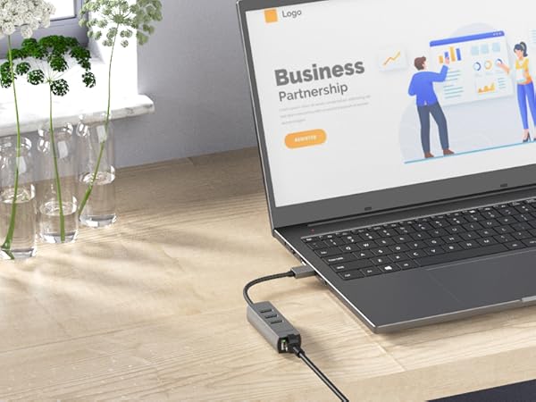 USB 3.0 Hub with Ethernet Adapter