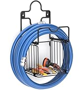 Garden Hose Holders for Outside Metal Water Hose Holder Wall Mount Hose Hanger with Storage Baske...
