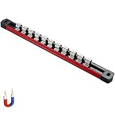ALOANES 1/2-Inch Drive Magnetic Socket Organizer, Heavy Duty Aluminum Socket Rails, 11 Stainless ...