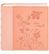 Golden State Art, Photo Album with Memo Writing Space Hold 200 4x6 Horizontal Pictures, Leather V...