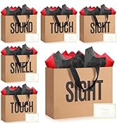 EIiovcnya 5 Senses Gift Bags for Him Her with Labels,Sight Smell Touch Taste Sound Gift Bags with...