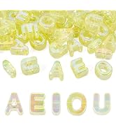FASHEWELRY 50Pcs Big Crystal Letter Beads 20mm Colorful Acrylic Vowel Beads 3D Transparent Slider...
