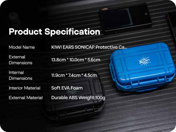 Linsoul Kiwi Ears SONICAP Waterproof Earbud Case,Hard Protective IEM Storage Box with EVA Lining