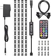 LED Strip Lights, HitLights Weatherproof 4 Pre-Cut 12Inch/48Inch RGB LED Strips Kit, Flexible Col...
