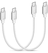 etguuds White Short USB C to USB C Cable [1ft, 2-Pack], 60W/3A Fast Charging Type C to Type C Cha...