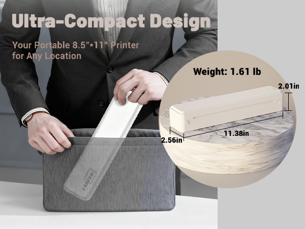 Ultra-Compact Design: Your Portable 8.5"x11"; Printer for Any Location.