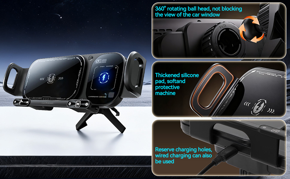 Wireless Charging Rotating Car Mount