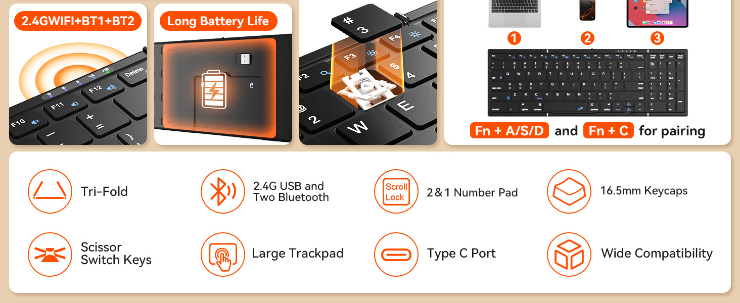 Touchpad Number 2 and 1 Bluetooth Keyboard