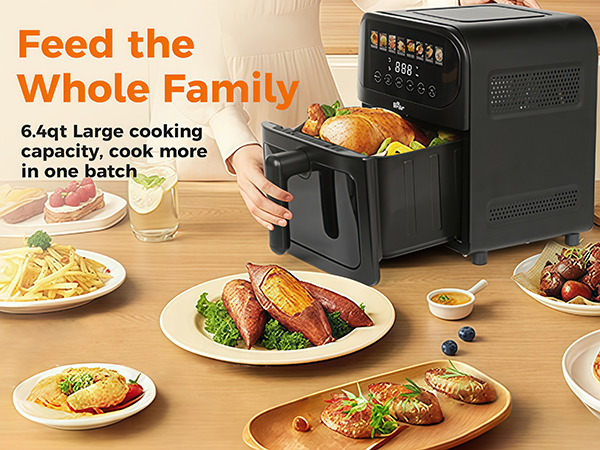bear air fryer 6.4qt large capacity
