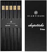 GLAMFIELDS 5 Pairs Premium Chopsticks Reusable Dishwasher Safe 9.5 Inch Fiberglass Chop Sticks Gi...