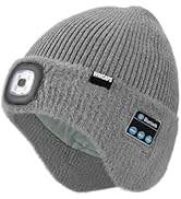 Wmcaps Warm Fleece Lined Bluetooth LED Beanie with Earflap Winter Hat with Light and Headphones S...