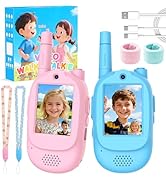 Video Walkie Talkies for Kids, 2 Pack Rechargeable Real-Time Video Chat &amp; Voice Changer Walkies T...