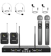 Phenyx Pro Wireless Microphone System, 4-Channel Wireless Mic Set with Handheld/Bodypack/Headset/...