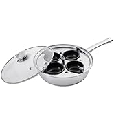 VEVOR Egg Poacher Pan, 4-Cup Poached Egg Maker, Stainless Steel Poaching Pan and Frying Skillet, ...