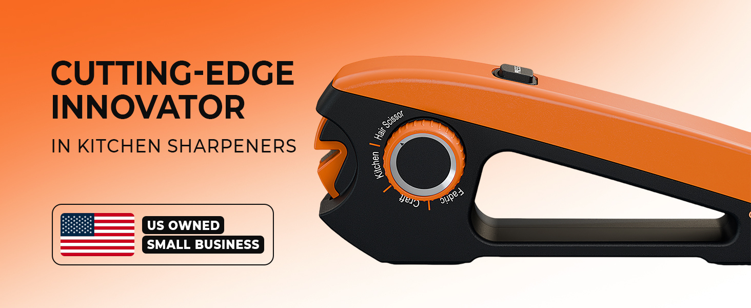 Orange Ninja scissor sharpener 4 angles kitchen fabric hair craft tungsten steel V-slot design