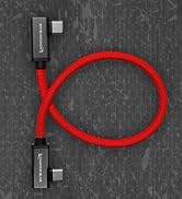 KONDOR BLUE | Dual Right Angle 12" USB-C Braided Cable for 8K Data and Power Delivery | 20 Gb/s T...