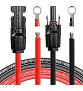CERRXIAN 10AWG 3.2FT Solar Extension Bare Wire Cable with Female and Male Connector with O Ring f...