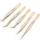 Ms.Queen Eyelash Extension Tweezers Set-Precision Tweezers for 2D-6D Volume&amp;Individual False Lash...