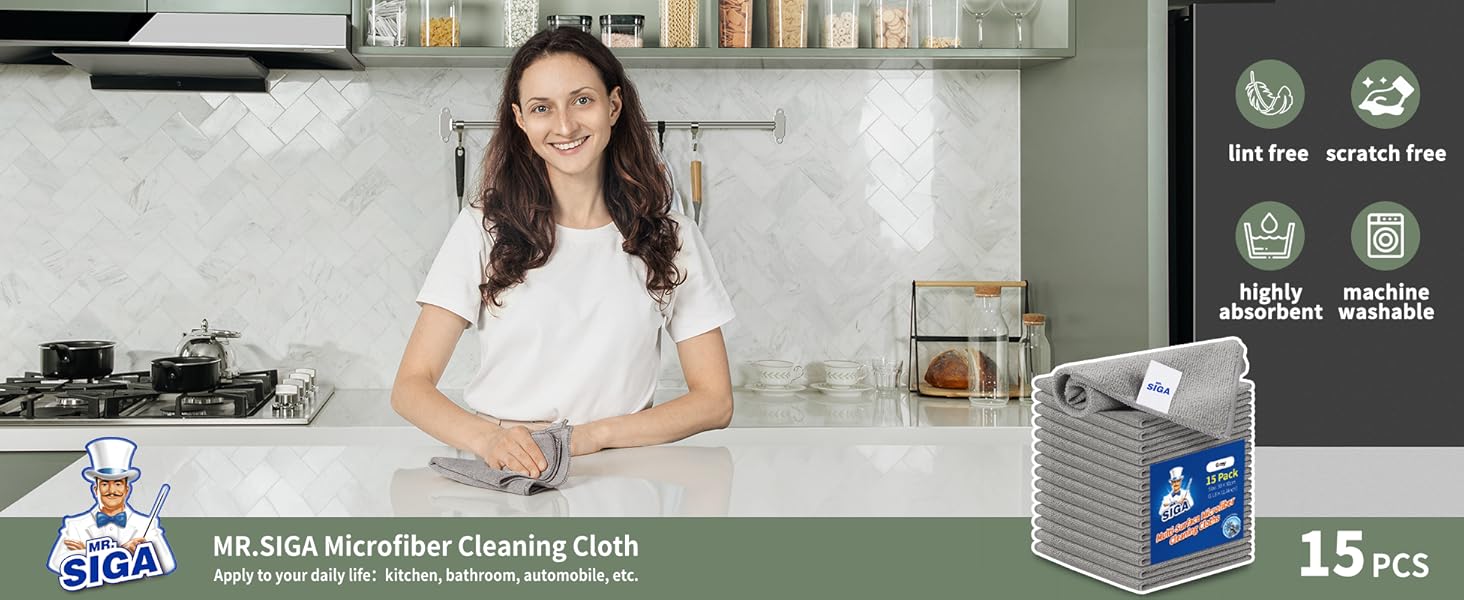 MR.SIGA Microfiber Cleaning Cloth, All-Purpose Microfiber Towels