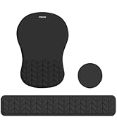 MOSISO Wrist Rest Support for Mouse Pad&Keyboard Set, Curved Ergonomic Mousepad&Coaster Non-Slip ...